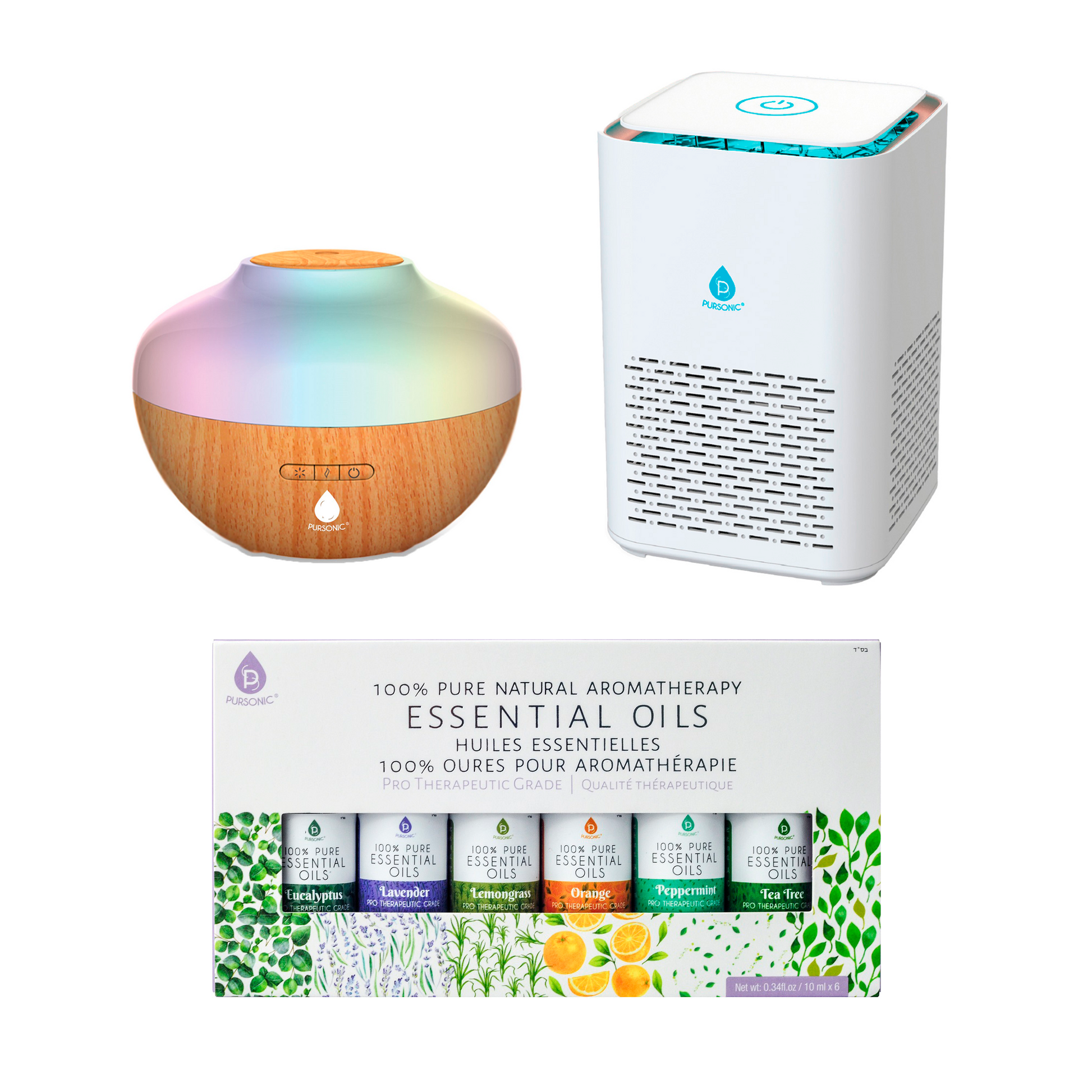 Pursonic Ultimate Wellness Bundle: Air Purifier, Diffuser & Essential Oils Set-0