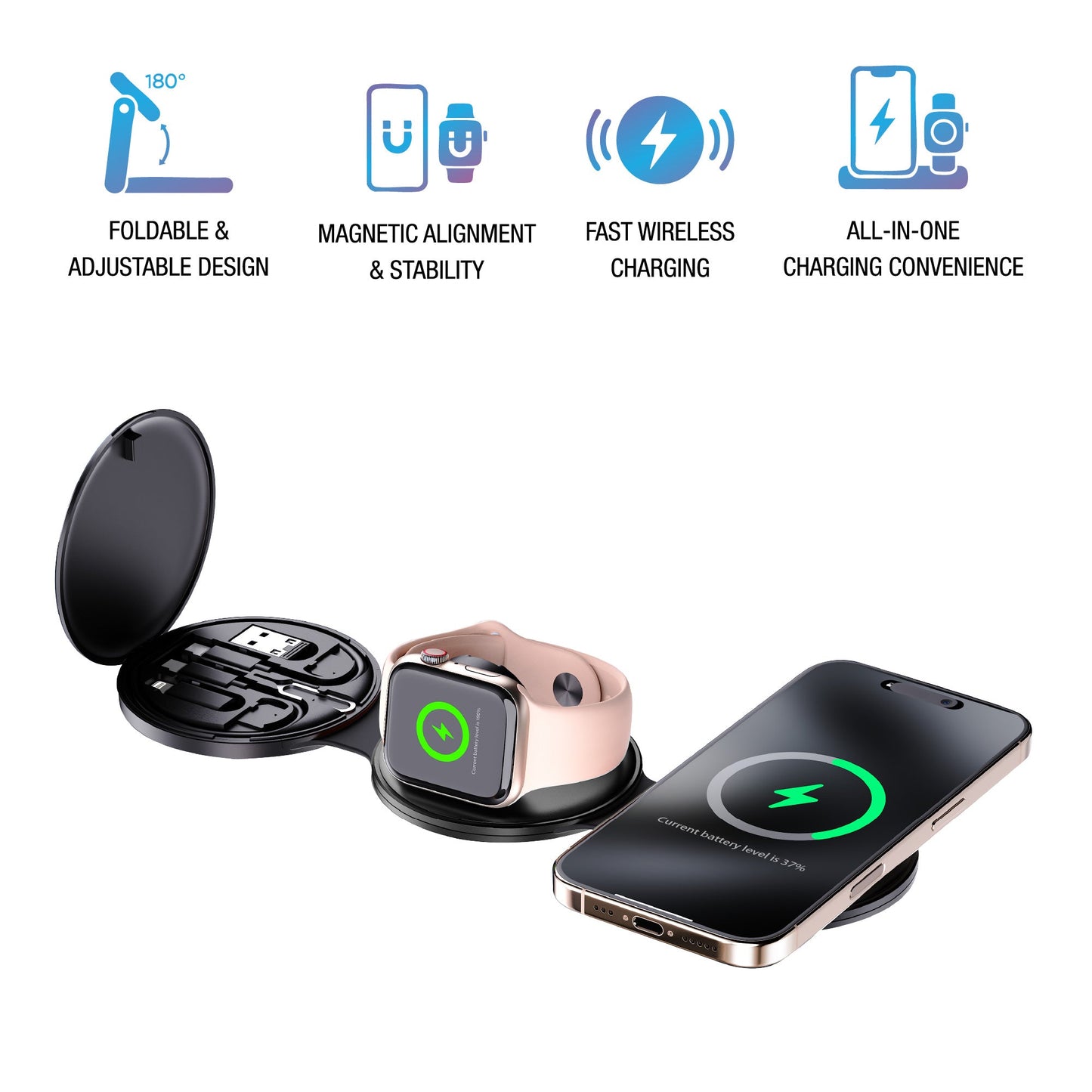 Complete Wireless Charging & Comfort Bundle – Sip & Charge 2-in-1 Mug Warmer + 5-in-1 Folding Charging Station-1